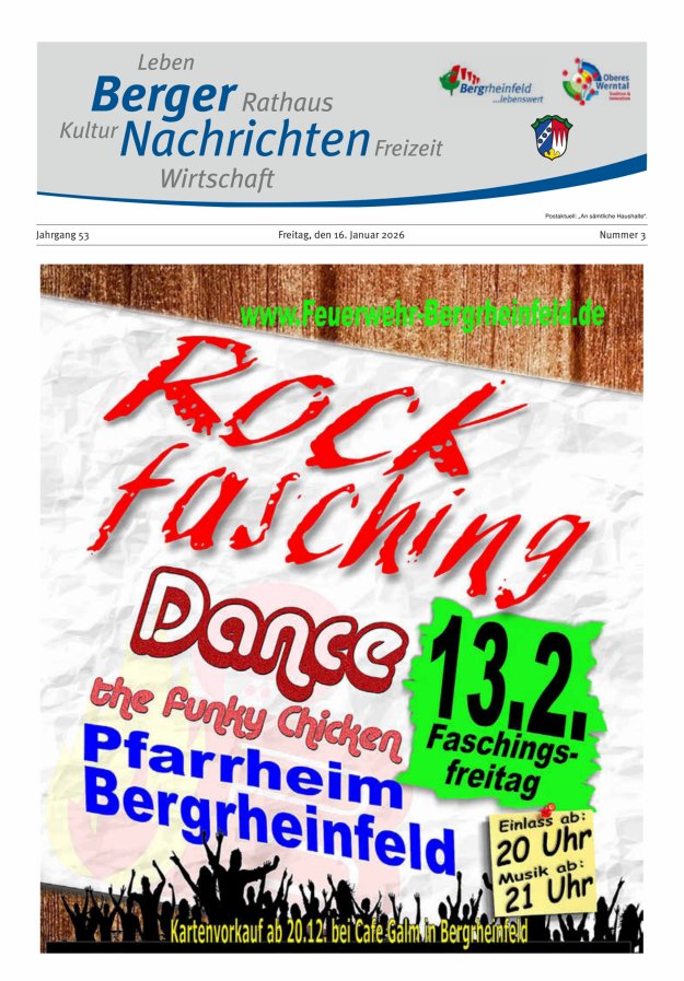 Berger Nachrichten, Bergrheinfeld Titelblatt 03/2026