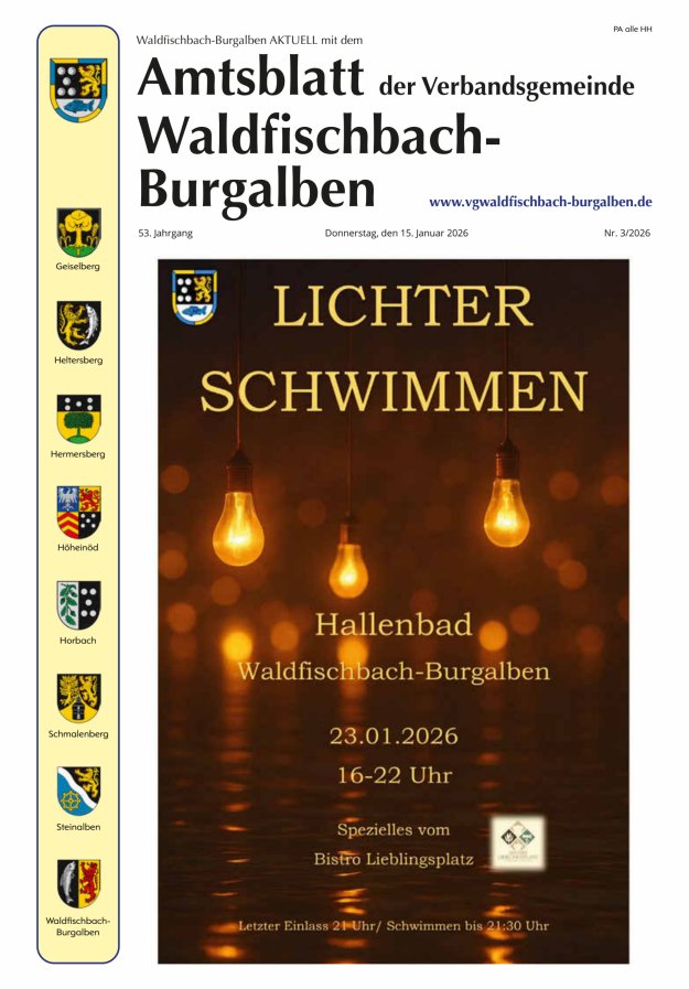 Amtsblatt der Verbandsgemeinde Waldfischbach-Burgalben Titelblatt 03/2026