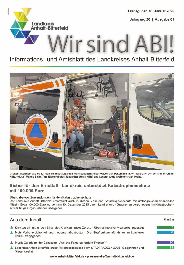 Informations- und Amtsblatt des LK Anhalt-Bitterfeld Titelblatt 01/2026