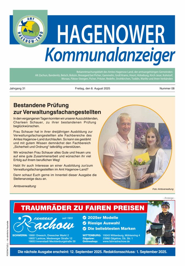 Hagenower Kommunalanzeiger Titelblatt 08/2025