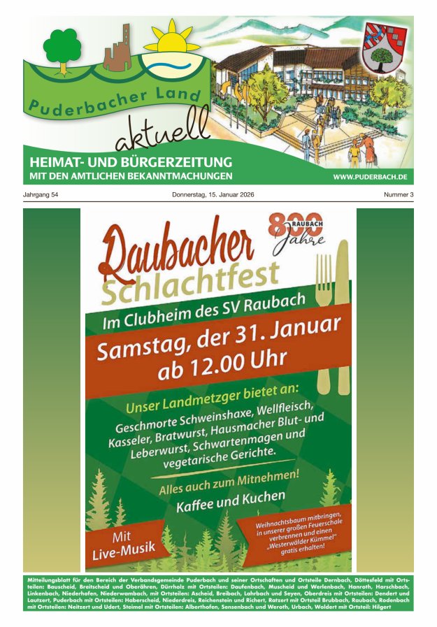 Puderbacher Land aktuell Titelblatt 03/2026