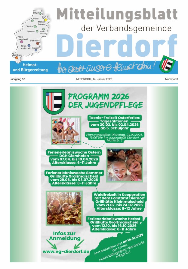 Mitteilungsblatt der Verbandsgemeinde Dierdorf Titelblatt 03/2026