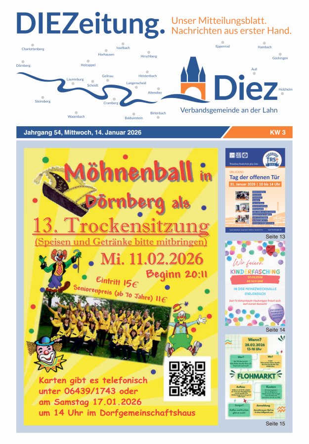 Mitteilungsblatt der Verbandsgemeinde Diez und der Ortsgemeinden Titelblatt 03/2026