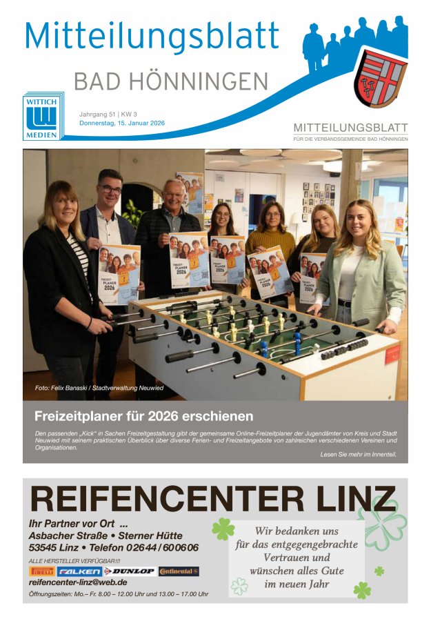 Mitteilungsblatt für den Bereich der Verbandsgemeinde Bad Hönningen Titelblatt 03/2026