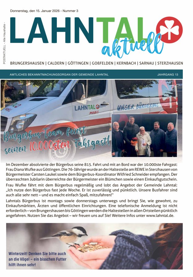 Amtliches Bekanntmachungsorgan der Gemeinde Lahntal Titelblatt 03/2026