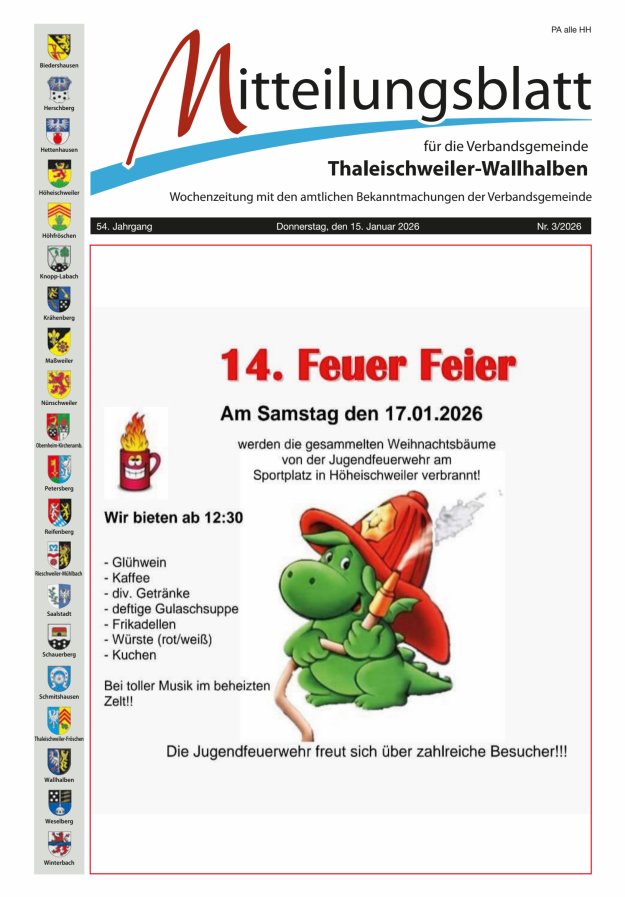 Mitteilungsblatt VG Thaleischweiler-Wallhalben Titelblatt 03/2026