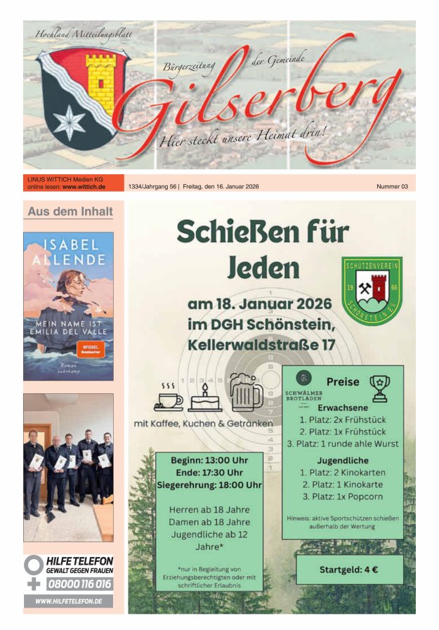 Hochland Mitteilungsblatt Gilserberg Titelblatt 03/2026