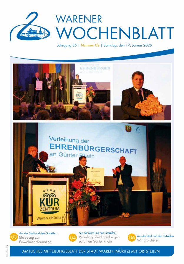 Warener Wochenblatt Titelblatt 02/2026