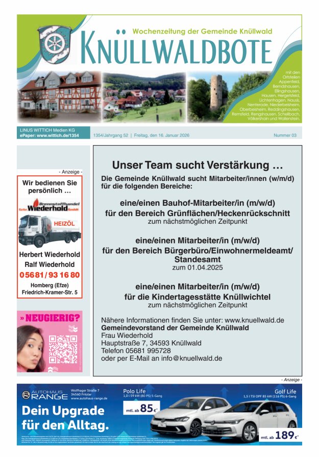 Knüllwaldbote Titelblatt 03/2026