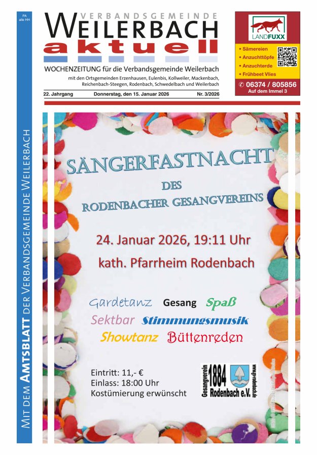 Verbandsgemeinde Weilerbach aktuell Titelblatt 03/2026