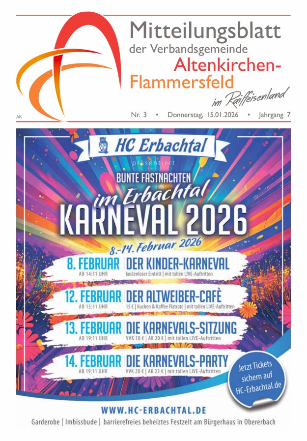Mitteilungsblatt Verbandsgemeinde Altenkirchen-Flammersfeld Titelblatt 03/2026