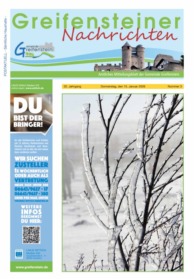 Mitteilungsblatt der Gemeinde Greifenstein Titelblatt 03/2026