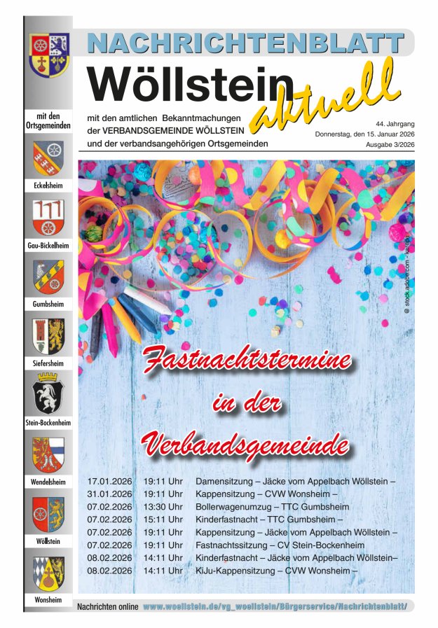 Nachrichtenblatt Wöllstein aktuell Titelblatt 03/2026