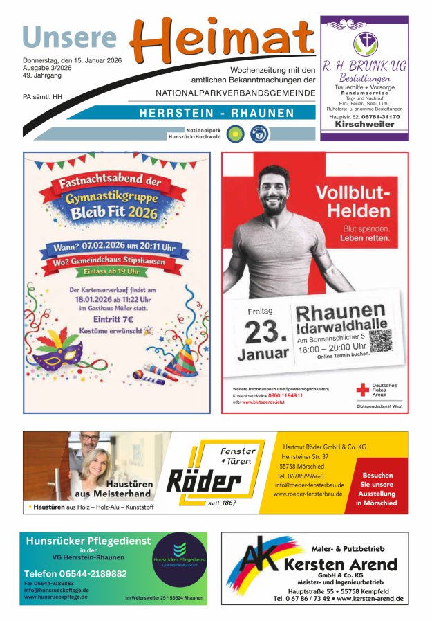 Unsere Heimat VG Herrstein-Rhaunen Titelblatt 03/2026