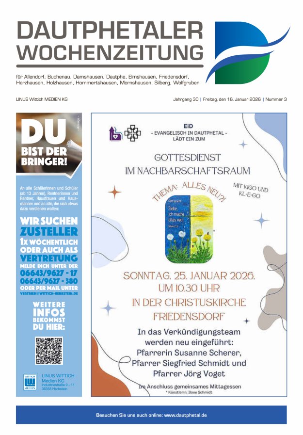 Dautphetaler Wochenzeitung Titelblatt 03/2026