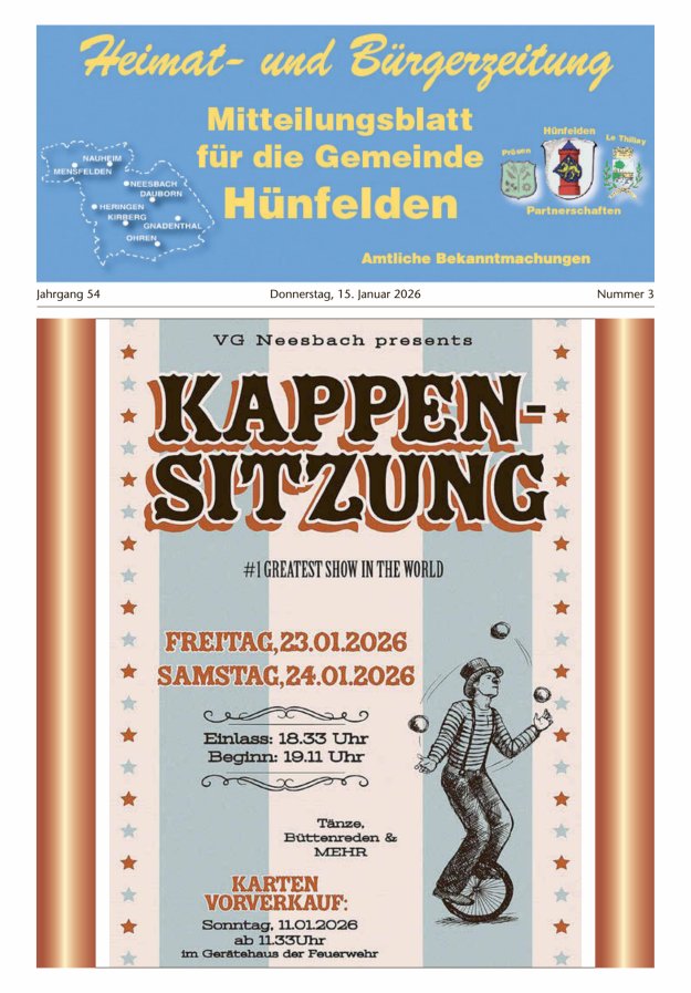 Mitteilungsblatt für die Gemeinde Hünfelden Titelblatt 03/2026