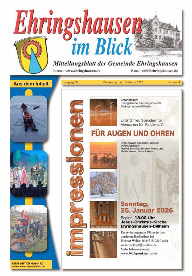 Mitteilungsblatt der Gemeinde Ehringshausen Titelblatt 03/2026