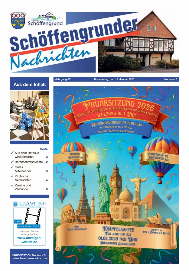 Schöffengrunder Nachrichten Titelblatt 03/2026