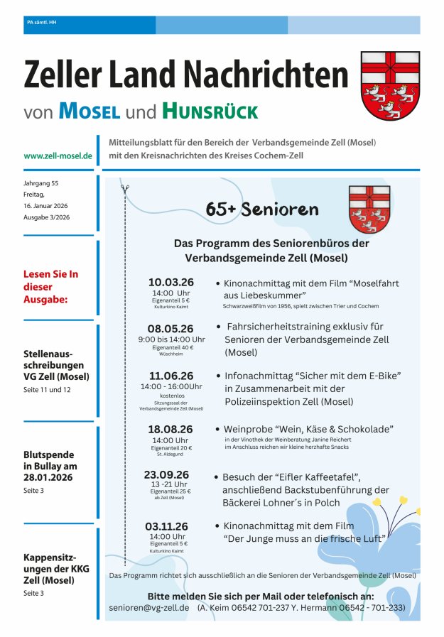Zeller Land Nachrichten Titelblatt 03/2026