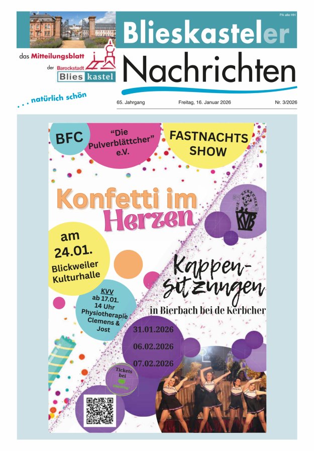 Blieskasteler Nachrichten  Titelblatt 03/2026