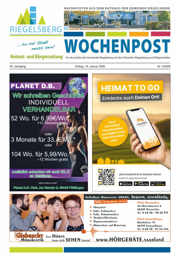 Riegelsberger Wochenpost Titelblatt 03/2026