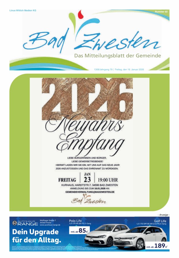 Heimatzeitung Bad Zwesten Titelblatt 03/2026