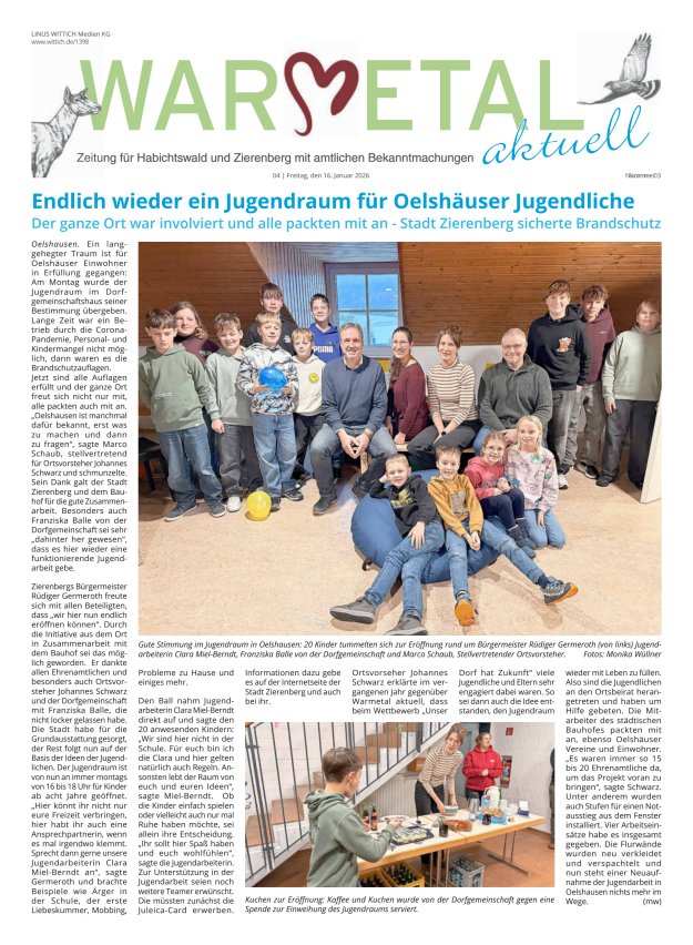 Warmetal aktuell (Habichtswald + Zierenberg) Titelblatt 03/2026