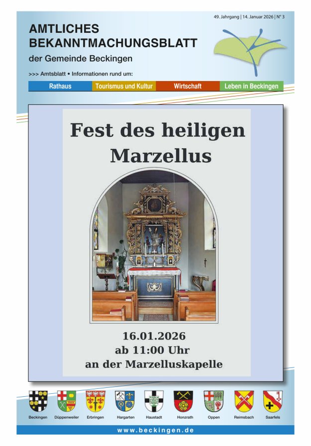 Amtsblatt Beckingen Titelblatt 03/2026