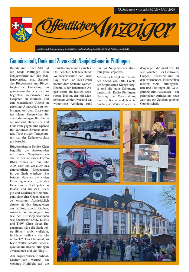 Öffentlicher Anzeiger - Stadt Püttlingen Titelblatt 03/2026
