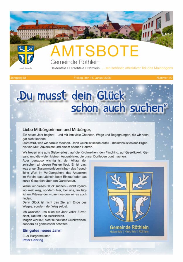 Amtsbote der Großgemeinde Röthlein Titelblatt 01/2026