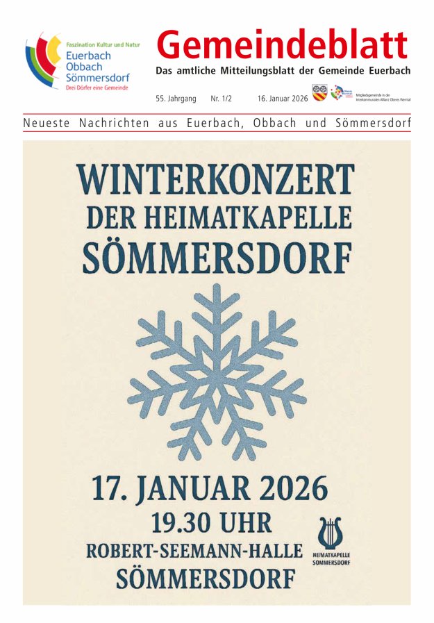 Gemeindeblatt der Gemeinde Euerbach Titelblatt 01/2026