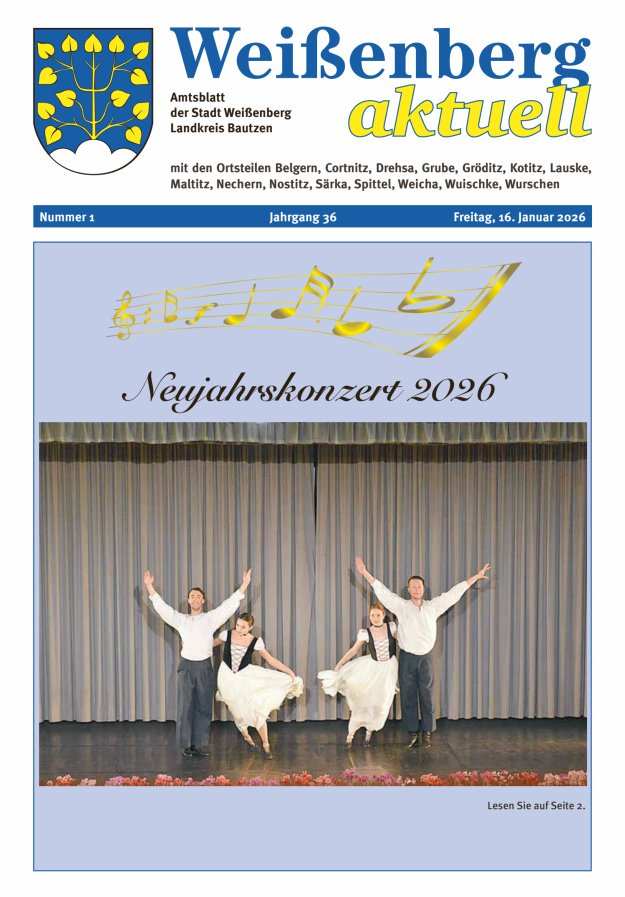 "Weißenberg aktuell" - Amtsblatt der Stadt Weißenberg Titelblatt 01/2026