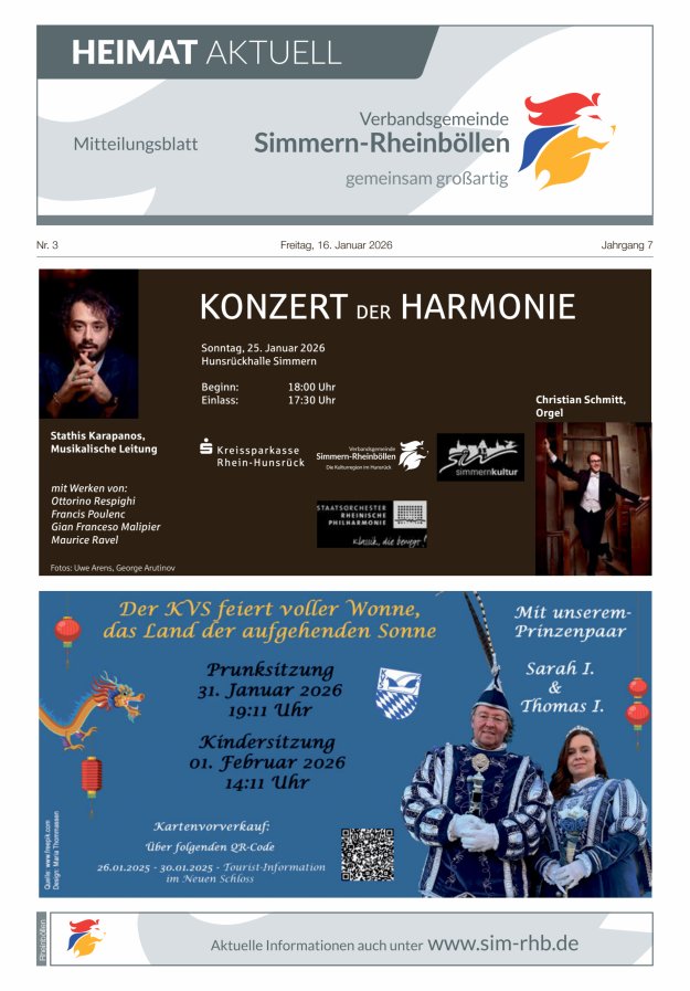 Heimat Aktuell Mitteilungsblatt der VG Simmern-Rheinböllen-Ausg Rheinböllen Titelblatt 02/2026