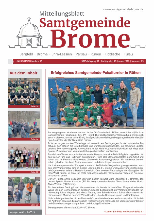 Mitteilungsblatt der Samtgemeinde Brome Titelblatt 03/2026