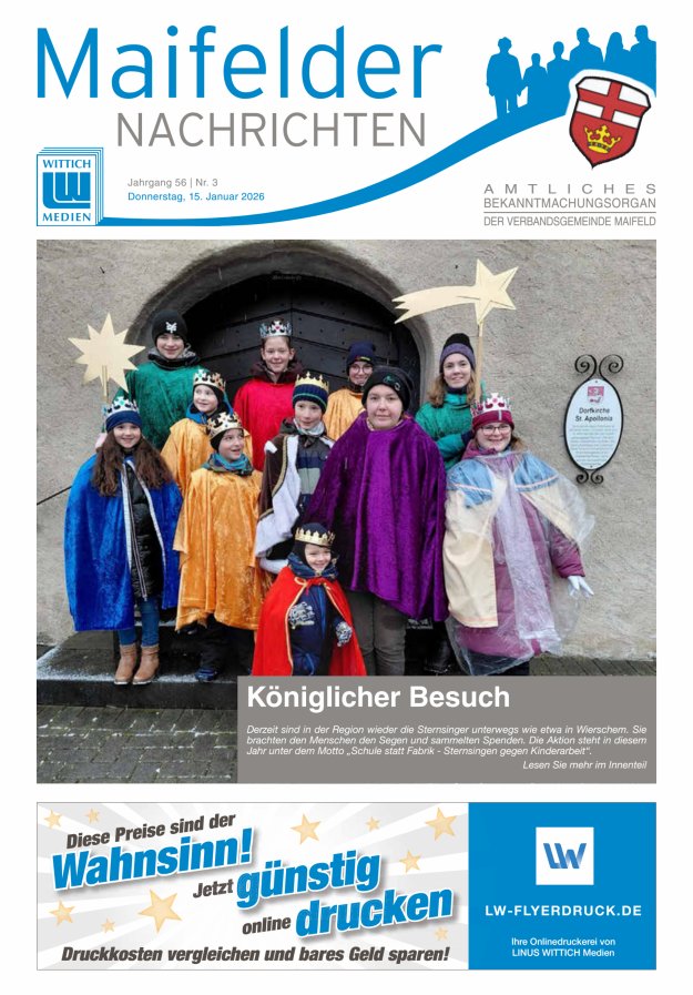 Maifelder Nachrichten - Wochenzeitung der Verbandsgemeinde Maifeld Titelblatt 03/2026
