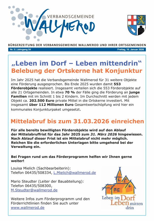 Wir über uns - Verbandsgemeinde Wallmerod Titelblatt 03/2026