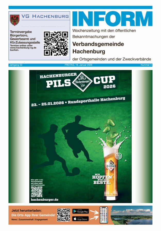INFORM - Wochenzeitung der Verbandsgemeinde Hachenburg Titelblatt 03/2026