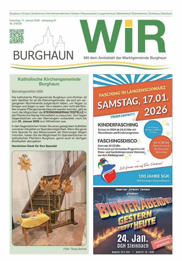 WIR - mit Amtsblatt der Marktgemeinde Burghaun Titelblatt 03/2026