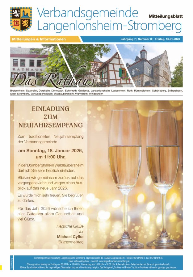 Das Rathaus - MTB d VG Langenlonsheim-Stromberg  Titelblatt 02/2026
