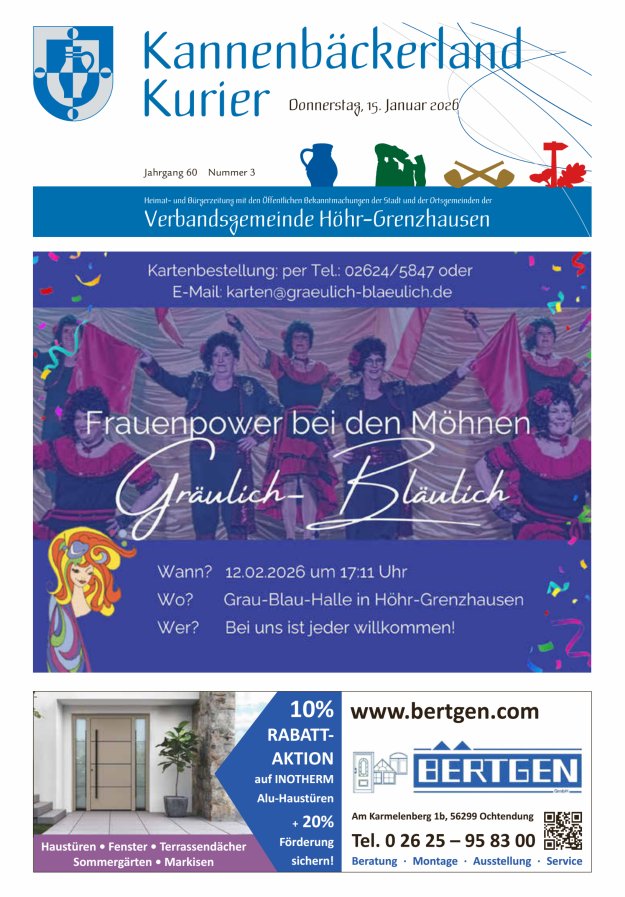 Kannenbäckerland-Kurier Verbandsgemeinde Höhr-Grenzhausen Titelblatt 03/2026