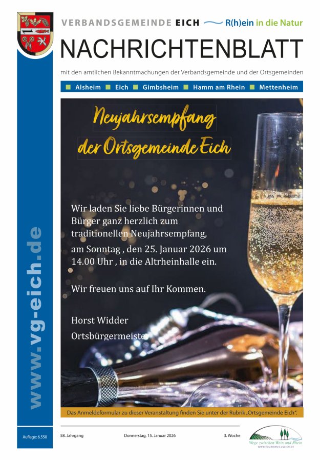 Nachrichtenblatt der VG Eich Titelblatt 03/2026