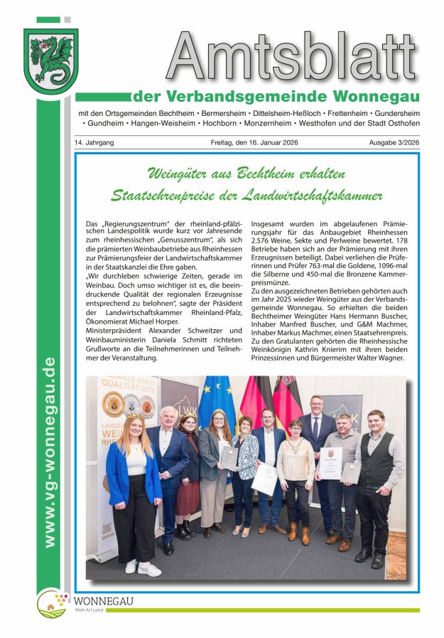 Amtsblatt VG Wonnegau Titelblatt 03/2026