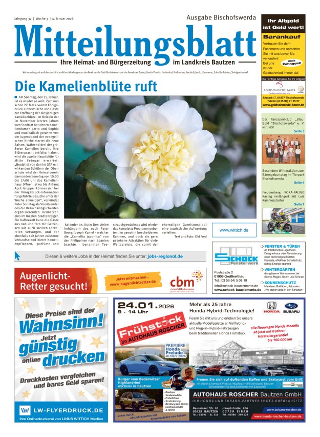 Mitteilungsblatt LK Bautzen Ausgabe Bischofswerda Titelblatt 02/2026