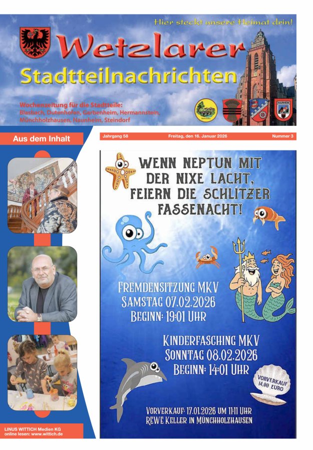 Wetzlarer Stadtteilnachrichten Titelblatt 03/2026