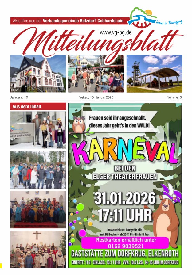 Aktuelles aus der VG Betzdorf-Gebhardshain, Ausgabe Betzdorf Titelblatt 03/2026