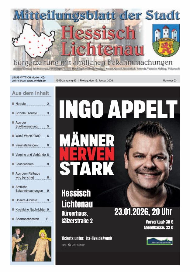 Mitteilungsblatt der Stadt Hess Lichtenau Titelblatt 03/2026