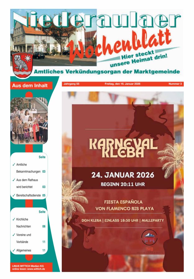 Niederaulaer Wochenblatt Titelblatt 03/2026