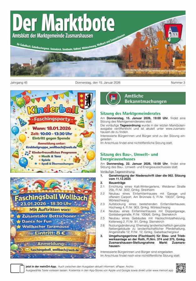 Zusmarshausen - Der Marktbote Titelblatt 03/2026