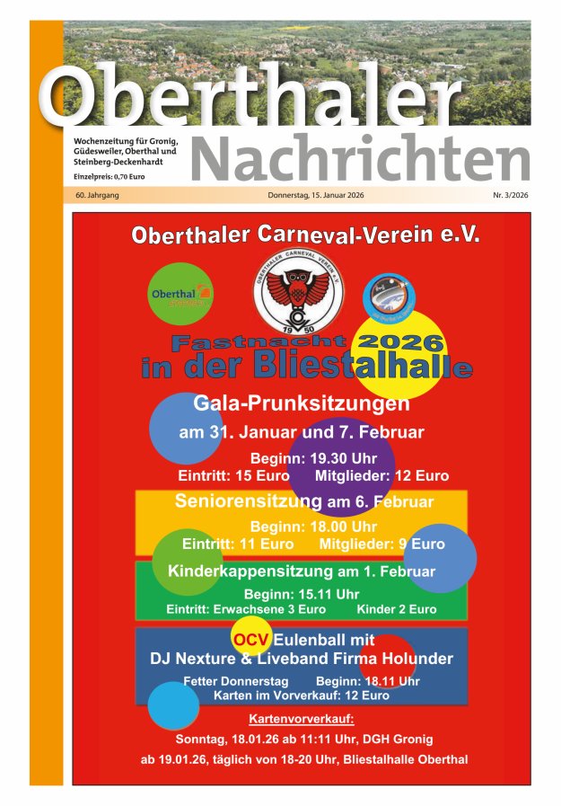 Oberthaler Nachrichten Titelblatt 03/2026