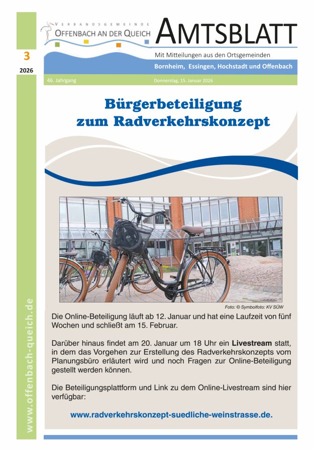 Amtsblatt VG Offenbach an der Queich Titelblatt 03/2026